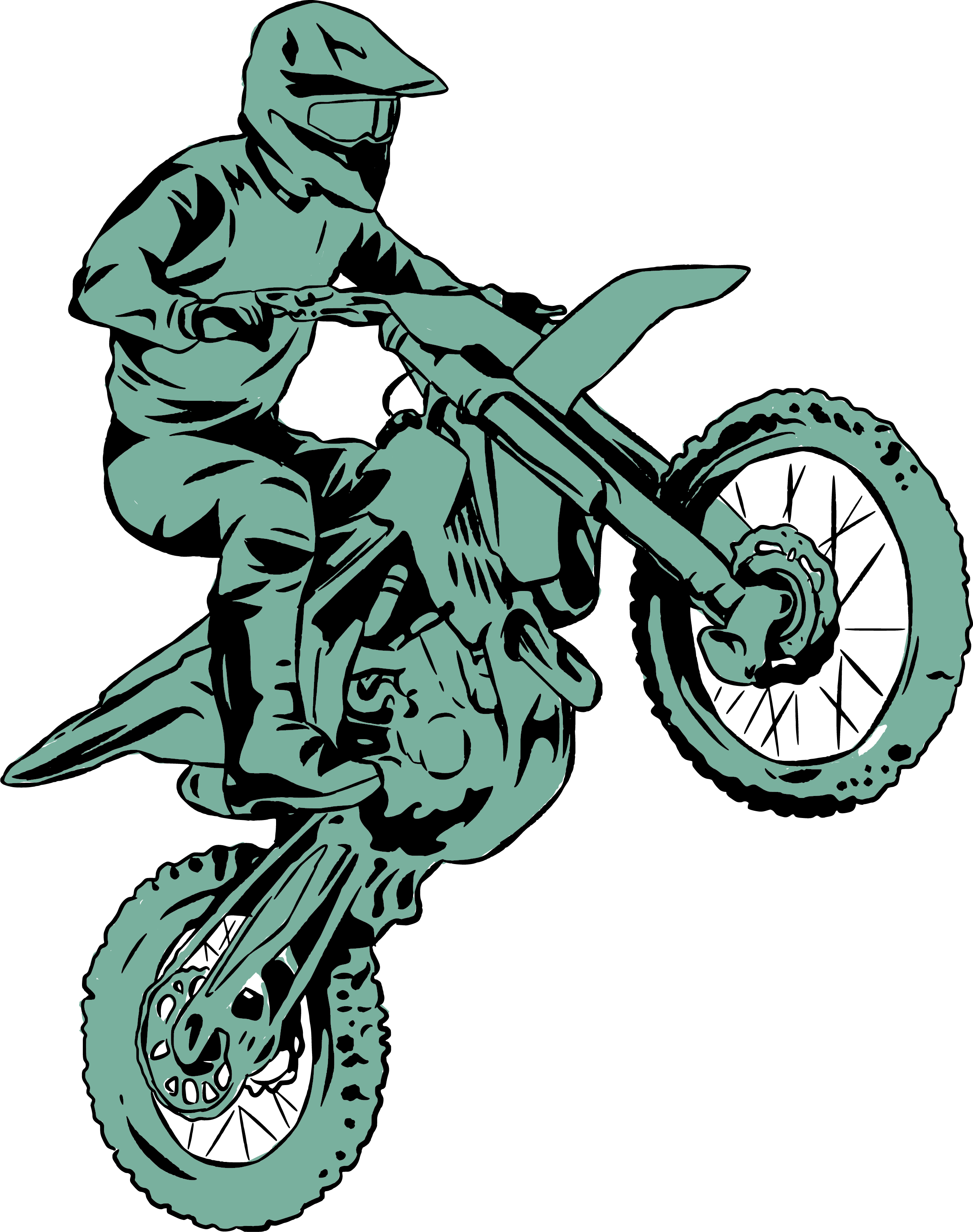 Motocross rider jumping on a dirt bike
